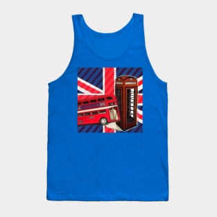 1980s dark academia union jack london bus vintage red telephone booth Tank Top